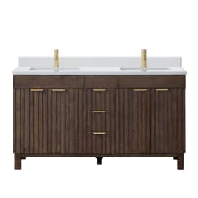 Palos 60" Free Standing Double Basin Vanity Set with Cabinet and Composite Stone Vanity Top