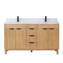 Palos 60" Free Standing Double Basin Vanity Set with Cabinet and Composite Stone Vanity Top