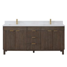Palos 72" Free Standing Double Basin Vanity Set with Cabinet and Composite Stone Vanity Top