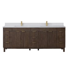 Palos 84" Free Standing Double Basin Vanity Set with Cabinet and Composite Stone Vanity Top