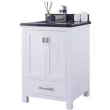 Prim 24" Free Standing Vanity Set with White Solid Oak Cabinet, Quartz or Cultured Marble Top, and Undermount Sink - Mirror Sold Separately