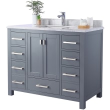 Prim 42" Free Standing Vanity Set with Grey Solid Oak Cabinet, Cultured Marble Top, and Undermount Sink - Mirror Sold Separately