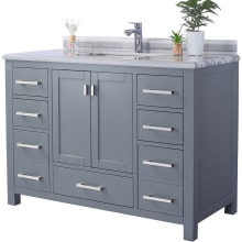 Prim 48" Free Standing Vanity Set with Grey Solid Oak Cabinet, Cultured Marble Top, and Undermount Sink - Mirror Sold Separately