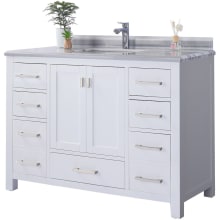 Prim 48" Free Standing Vanity Set with White Solid Oak Cabinet, Cultured Marble Top, and Undermount Sink - Mirror Sold Separately