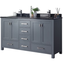 Prim 60" Free Standing Vanity Set with Grey Solid Oak Cabinet, Cultured Marble Top, and Undermount Sink - Mirror Sold Separately