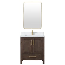 Shannon 30" Free Standing Single Basin Vanity Set with Cabinet, Composite Stone Vanity Top and Mirror