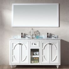 Spazio 60" Free Standing Vanity with Vanity Top, Backsplash, and Two Undermount Sinks
