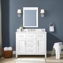 Tahoe 42" Free Standing Single Basin Vanity Set with Cabinet, Engineered Stone Vanity Top, and Mirror