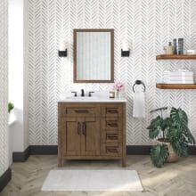 Tahoe 36" Free Standing Single Basin Vanity Set with Cabinet, Cultured Marble Vanity Top, and Mirror