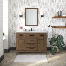 Tahoe 48" Free Standing Single Basin Vanity Set with Cabinet, Cultured Marble Vanity Top, and Mirror