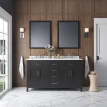 Tahoe 60" Free Standing Double Basin Vanity Set with Cabinet, Cultured Marble Vanity Top, and Mirrors