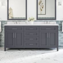 Tahoe 72" Free Standing Double Basin Vanity Set with Cabinet, Cultured Marble Vanity Top, and Mirrors