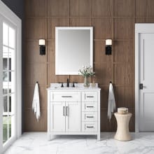 Tahoe 36" Free Standing Single Basin Vanity Set with Cabinet, Marble Vanity Top, and Mirror