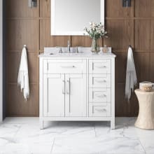 Tahoe 36" Free Standing Single Basin Vanity Set with Cabinet, Marble Vanity Top, and Mirror