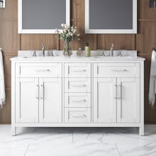 Tahoe 60" Free Standing Double Basin Vanity Set with Cabinet, Cultured Marble, Marble Vanity Top, and Mirrors