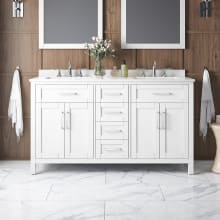 Tahoe 60" Free Standing Double Basin Vanity Set with Cabinet, Cultured Marble, and Marble Vanity Top