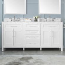 Tahoe 72" Free Standing Double Basin Vanity Set with Cabinet, Cultured Marble, Marble Vanity Top, and Mirrors