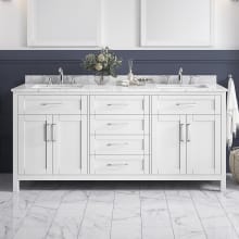 Tahoe 72" Free Standing Double Basin Vanity Set with Cabinet, Cultured Marble, and Marble Vanity Top