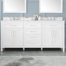 Tahoe 72" Free Standing Double Basin Vanity Set with Cabinet, Cultured Marble, and Marble Vanity Top