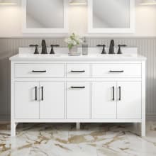 Taylor 60" Free Standing Double Basin Vanity Set with Cabinet and Engineered Quartz Vanity Top