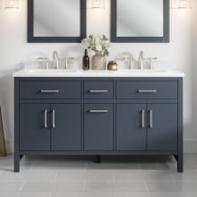 Taylor 60" Free Standing Double Basin Vanity Set with Cabinet and Engineered Quartz Vanity Top