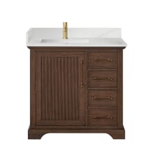 Tokyo 36" Free Standing Single Basin Vanity Set with Cabinet and Quartz Vanity Top