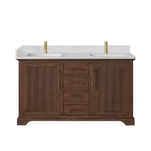 Tokyo 60" Free Standing Double Basin Vanity Set with Cabinet and Quartz Vanity Top