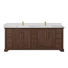 Tokyo 84" Free Standing Double Basin Vanity Set with Cabinet and Quartz Vanity Top