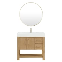 Vera 35" Free Standing Single Basin Vanity Set with Cabinet, Composite Stone Vanity Top and Mirror