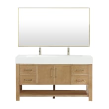 Vera 60" Free Standing Single Basin Vanity Set with Cabinet, Composite Stone Vanity Top and Mirror