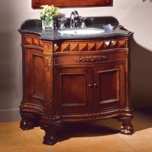 36" Free Standing Vanity Set with Cabinet, Granite Vanity Top, Undermounted Sink and Widespread Faucet Holes