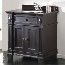 31" Free Standing Vanity Set with Cabinet, Granite Vanity Top, Undermounted Sink and Centerset Faucet Holes