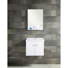Anacapa 24" Wall Mounted Single Basin Vanity Set with Cabinet, Vitreous China Vanity Top, Mirror and Medicine Cabinet