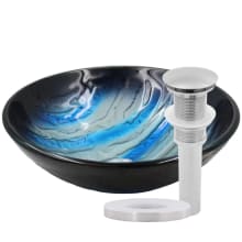 Tigre 16-1/2" Circular Glass Vessel Bathroom Sink and Drain Assembly