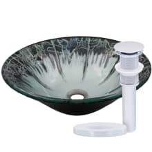 Credere 17-1/4" Circular Glass Vessel Bathroom Sink and Drain Assembly