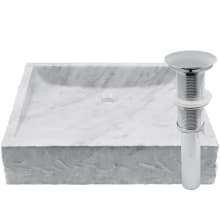 18-1/4" Square Marble Vessel Bathroom Sink and Drain Assembly