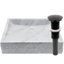 18-1/4" Square Marble Vessel Bathroom Sink and Drain Assembly