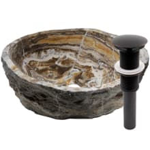 16" Specialty Onyx Vessel Bathroom Sink and Drain Assembly