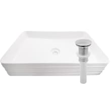 26-1/4" Rectangular Porcelain Vessel Bathroom Sink and Umbrella Drain Assembly
