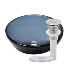 Marrone 12" Circular Glass Vessel Bathroom Sink and Pop-Up Drain Assembly