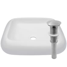 Bianco 18-1/2" Square Porcelain Vessel Bathroom Sink and Umbrella Drain Assembly