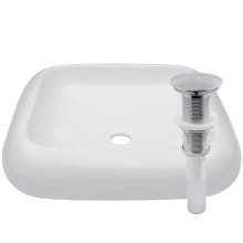 Bianco 18-1/2" Square Porcelain Vessel Bathroom Sink and Umbrella Drain Assembly