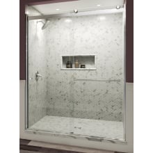 76" High x 59" Wide Double Sliding Frameless Shower Door with Clear Glass