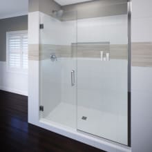 76" High x 59" Wide Hinged Frameless Shower Door with Clear Glass