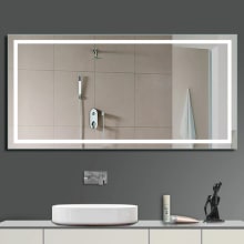 56" W x 36" H Rectangular Frameless Wall Mounted Mirror with LED Lighting