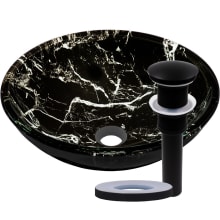 Circular 16-1/2" Tempered Glass Vessel Bathroom Sink