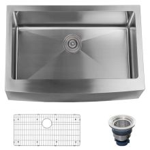 Farmhouse 30" Single Basin Stainless Steel Kitchen Sink with Apron Front - Drain Assembly and Fitted Basin Rack Included Free