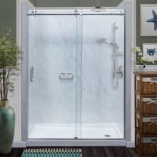 76" High x 60" Wide Frameless Sliding Shower Door with Clear 3/8" Glass and H2OFF™ Technology