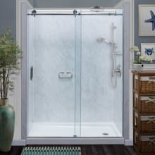 76" High x 60" Wide Frameless Sliding Shower Door with Clear 3/8" Glass and H2OFF™ Technology
