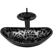 Hand Painted 21-1/2" Glass Vessel Bathroom Sink with Single Hole Bathroom Faucet and Pop-Up Drain Assembly